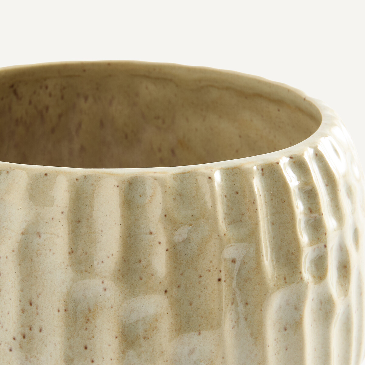 Zira glossy ceramic planter, height 12.5cm taupe, AM.PM