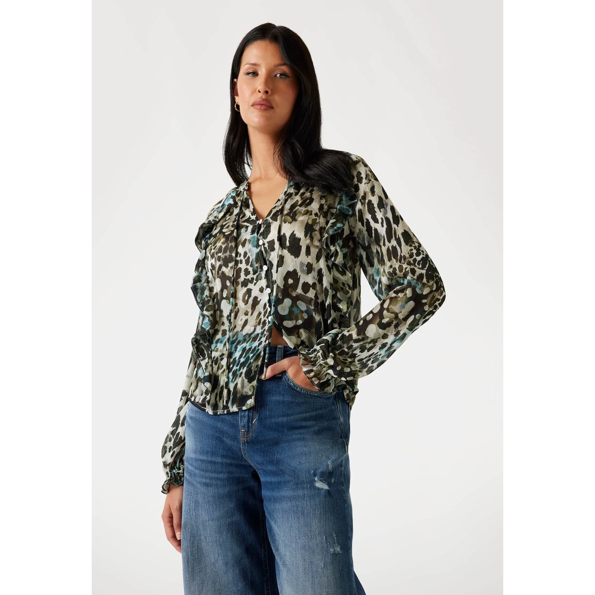 Blouse Volantée animalier, GUESS