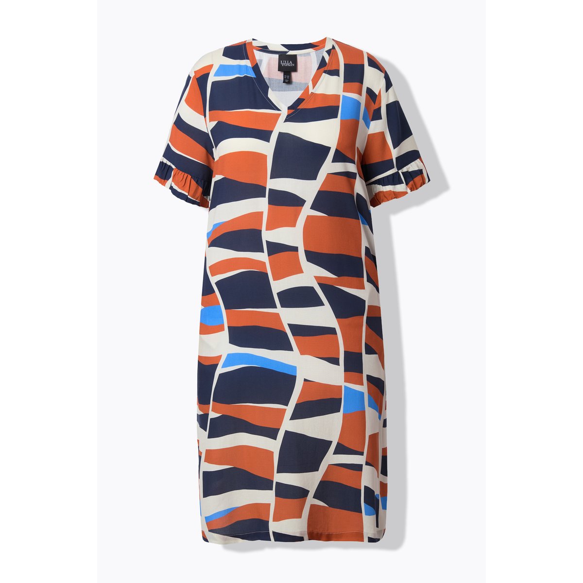 Robe à imprimé graphique. Col en marine, ULLA POPKEN