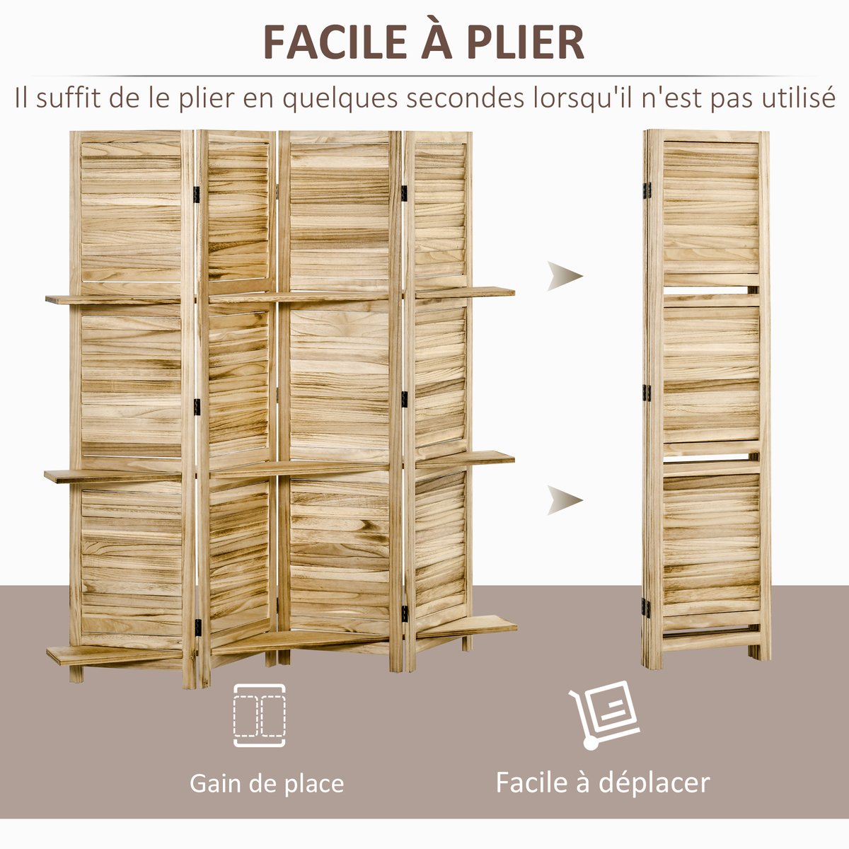 Écran de confidentialité Bois Noyer beige, HOMCOM