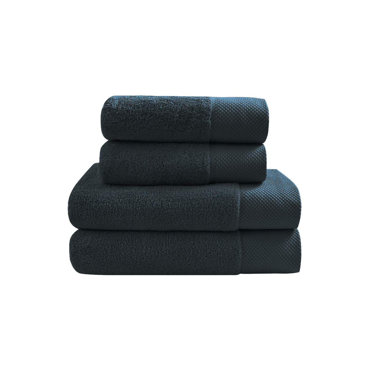 Ensemble de bain 4 pièces Zéro Twist SENSOFT (2 draps de bain + 2 serviettes) bleu nuit, SENSEI MAISON
