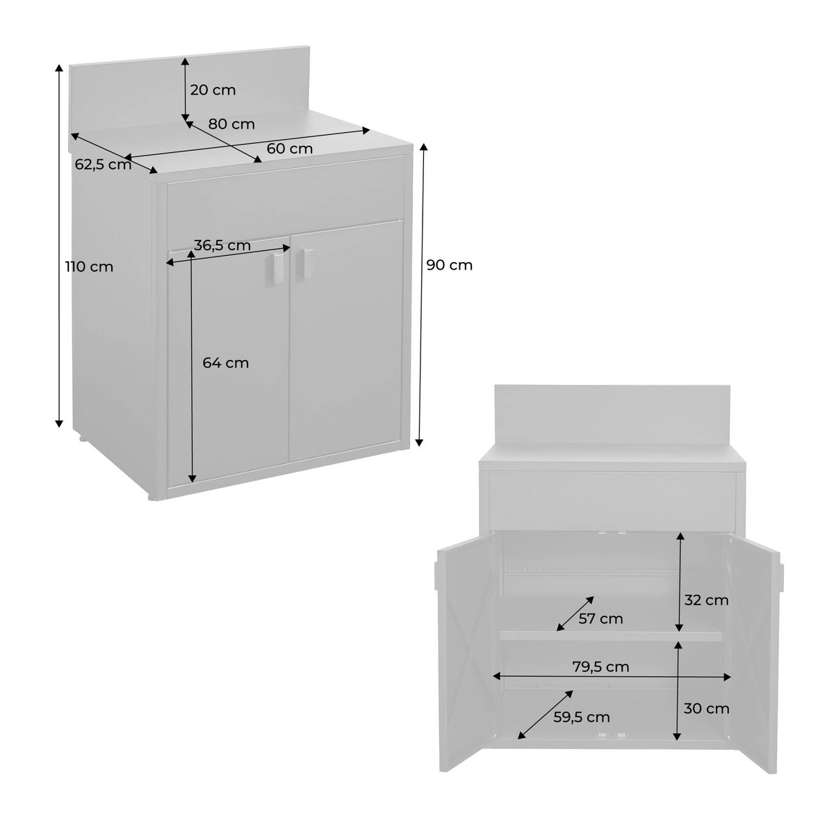 Module de cuisine extérieure acier 2 portes L80cm THIRA noir, SWEEEK