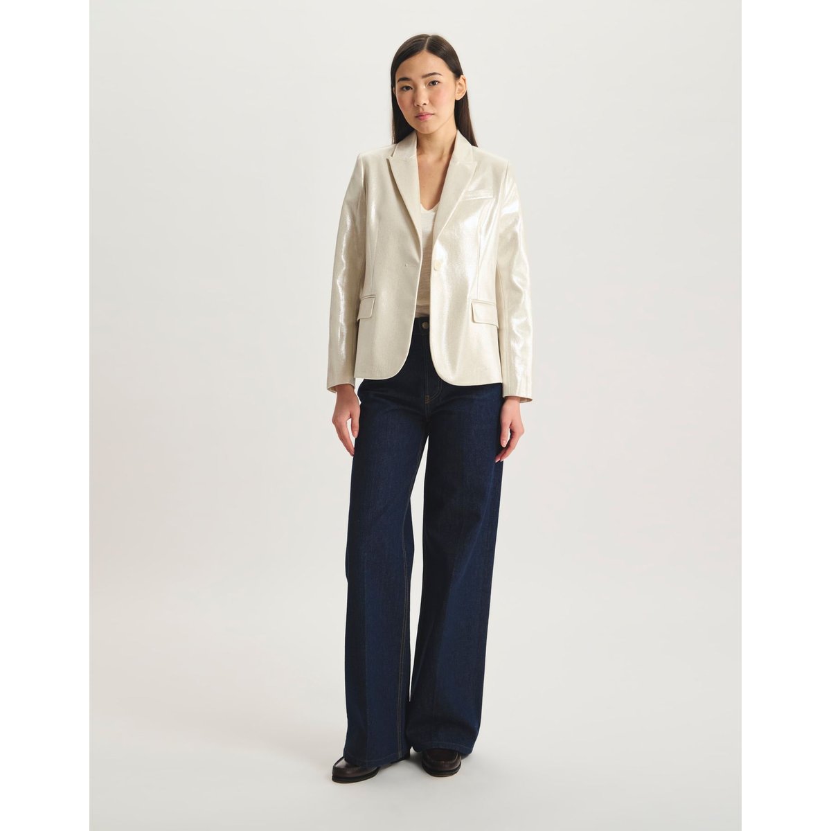 Veste Nicoletta en coton argent, INES DE LA FRESSANGE PARIS