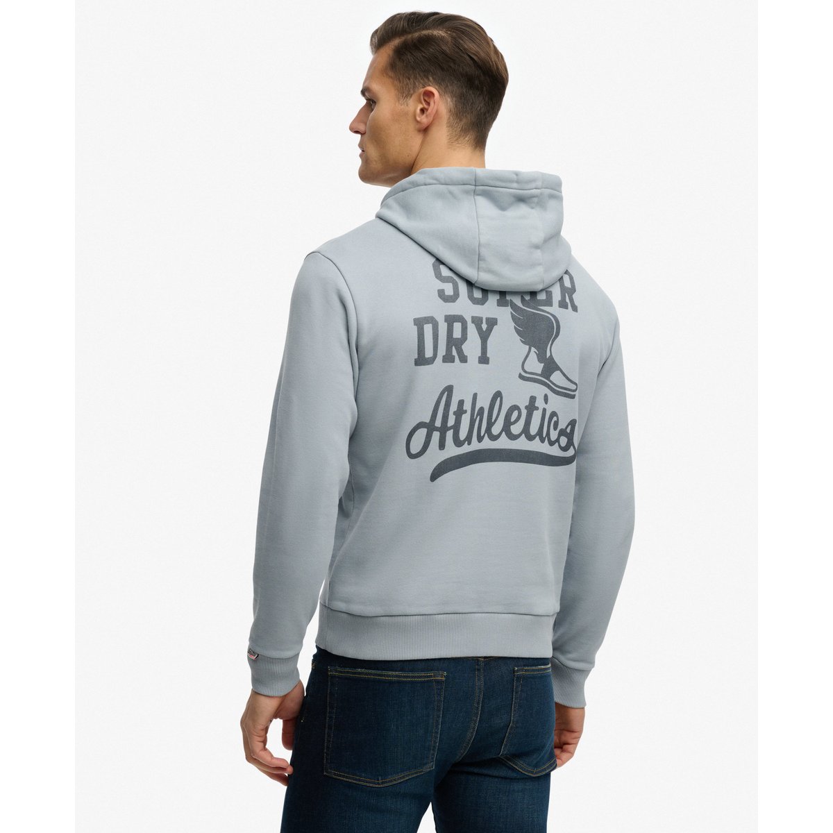 Sweat à capuche Athletic Essentials denim délavé, SUPERDRY