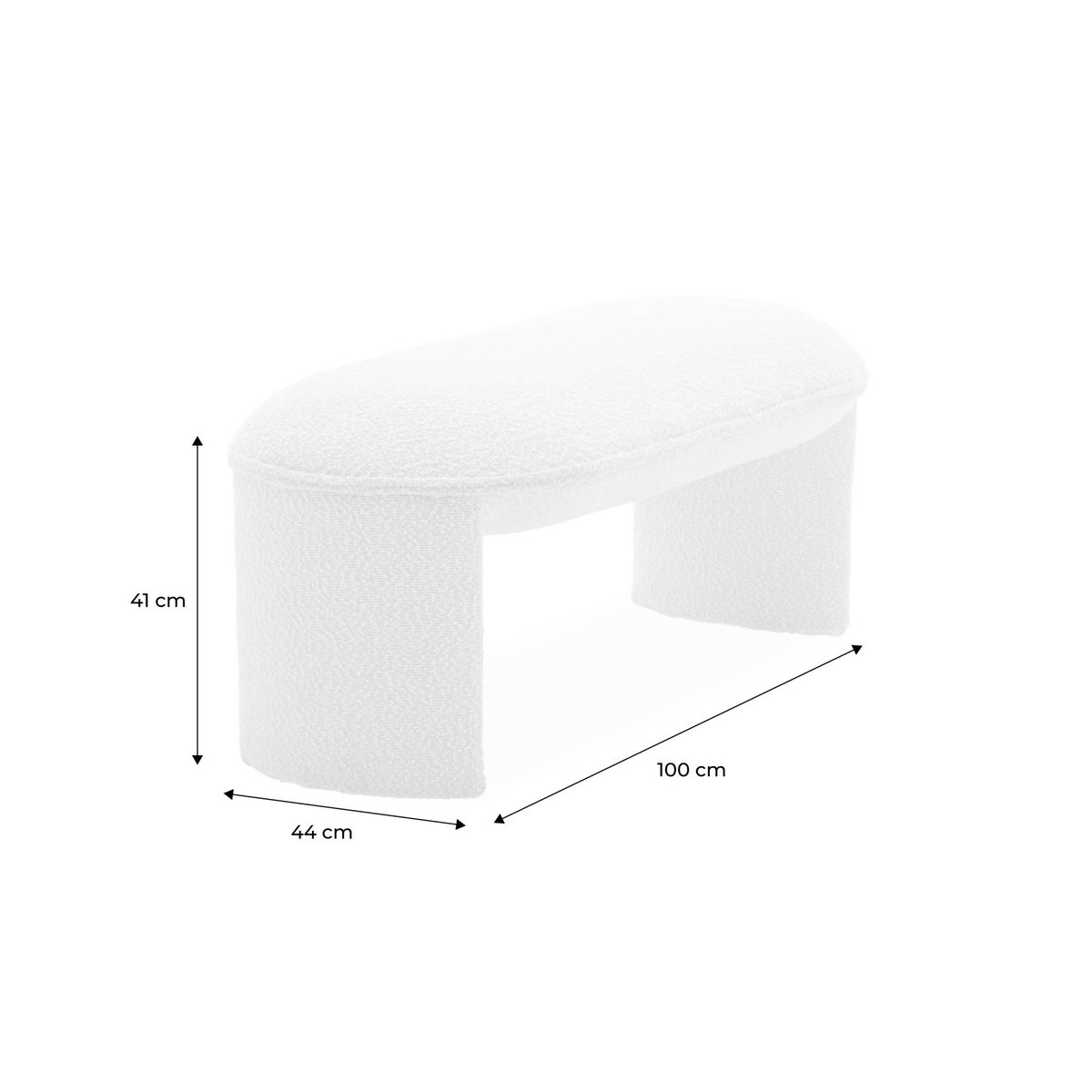 Banc, bout de lit bouclette SHAWN crème, SWEEEK
