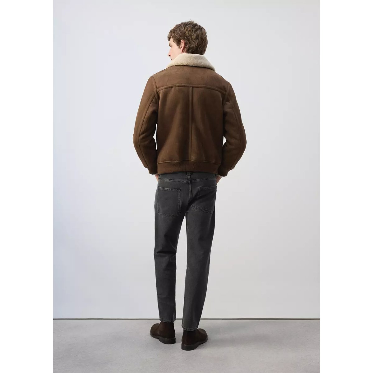 Veste imitation daim et mouton retourné tabac, MANGO MAN