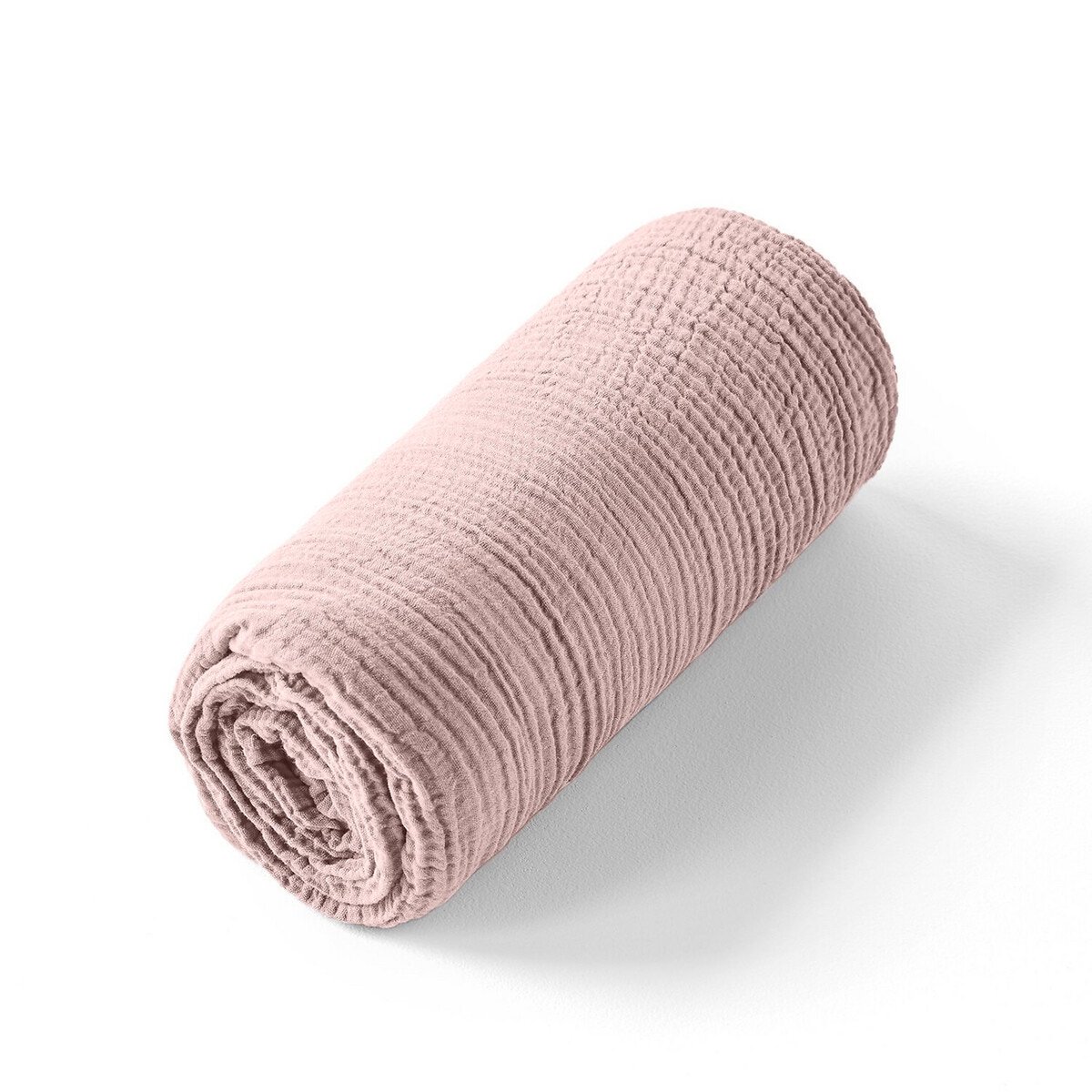Drap housse en gaze de coton lavé bonnet 30 cm uni, PUR rose lotus, BATON ROUGE