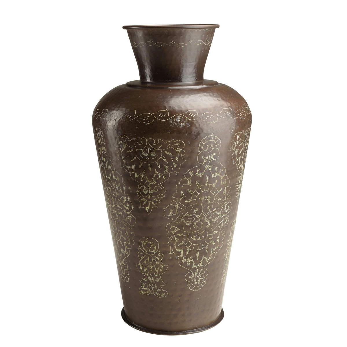 Grand vase brun patiné motifs orientaux dorés H70 cm NADOR marron, PIER IMPORT