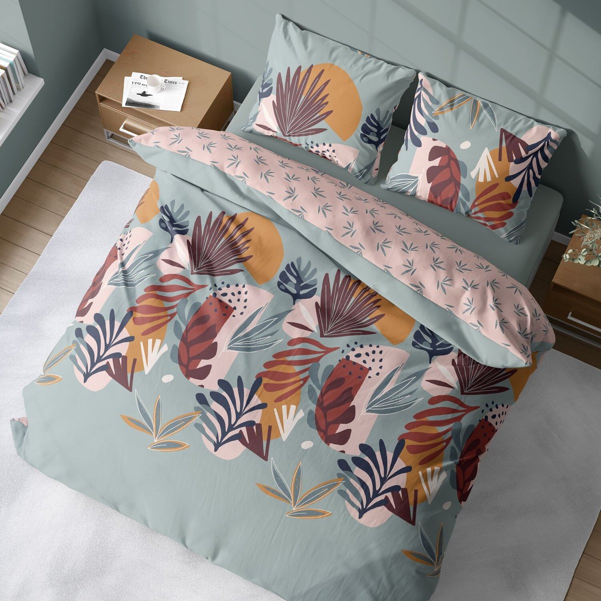 Parure de couette révers. 3pcs Coton 57 S 4.6 bleu, C DESIGN HOME TEXTILE