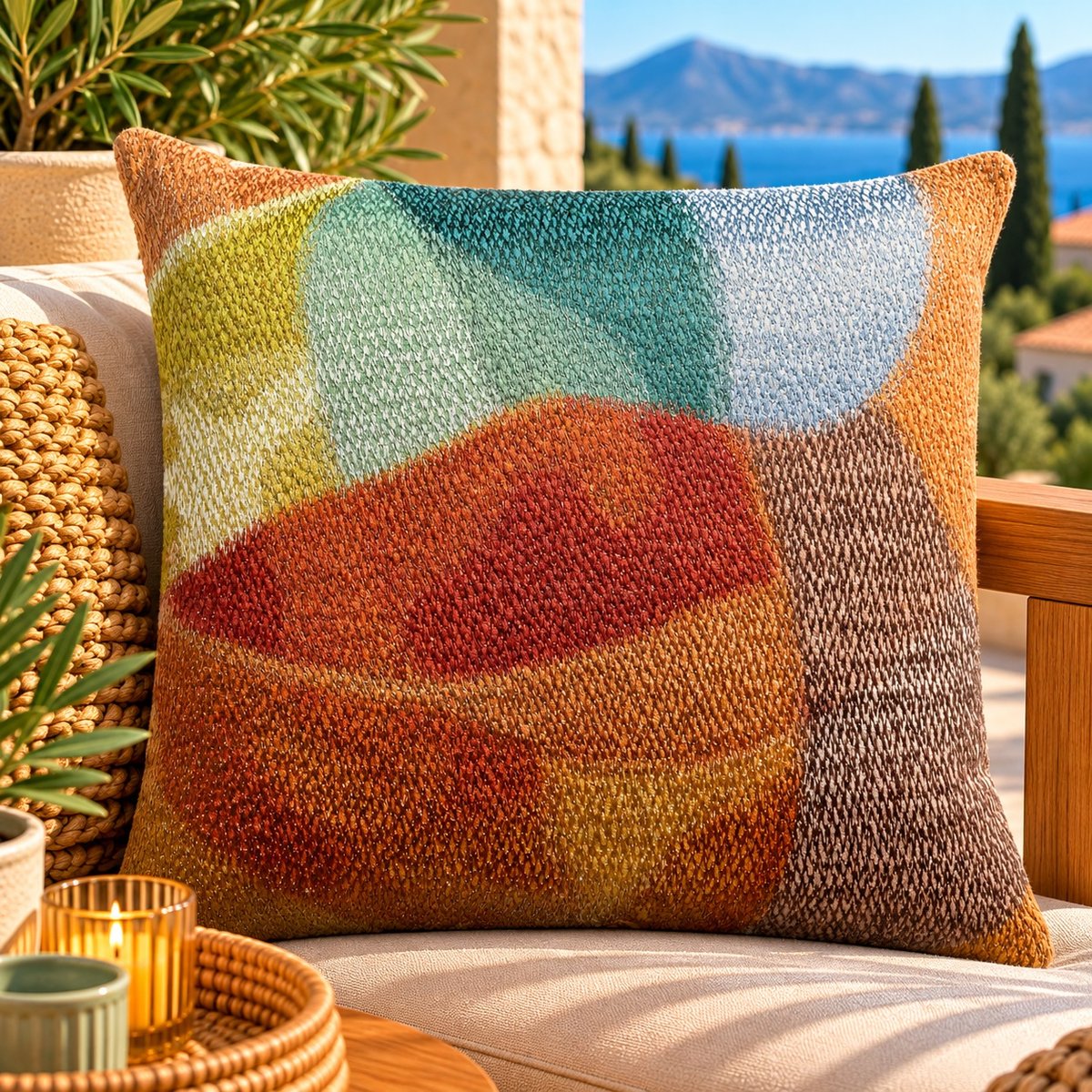 Coussin brodé Envolée Douce multico, EDEN