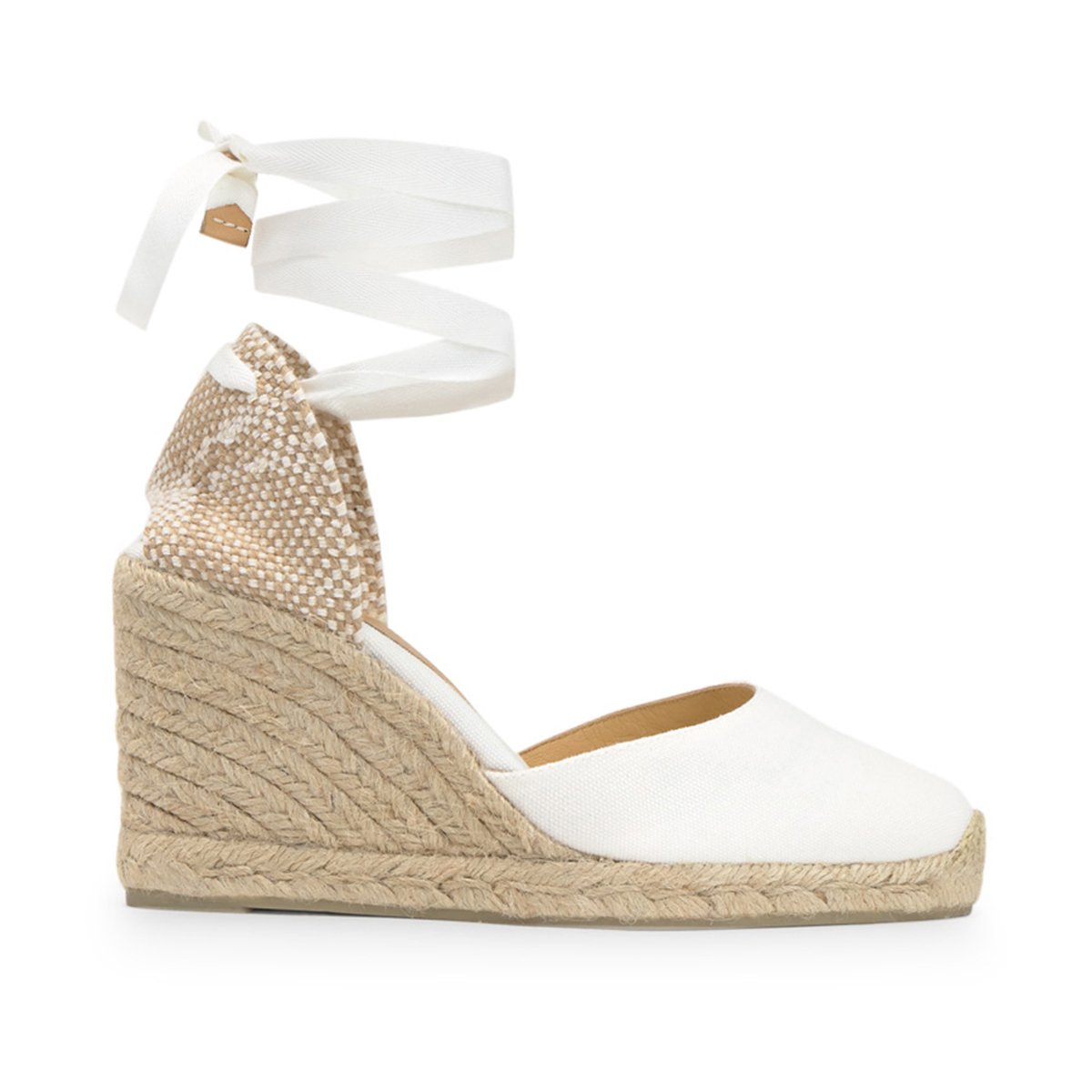 Espadrilles compensées à lacets avec plateforme tressée CARINA PLATFORM blanc, CASTANER