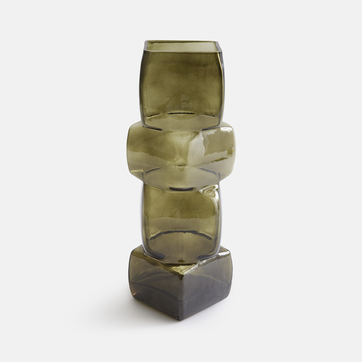 Vase en verre fumé coloré, hauteur 40 cm, CUBIA vert olive, LA REDOUTE INTERIEURS