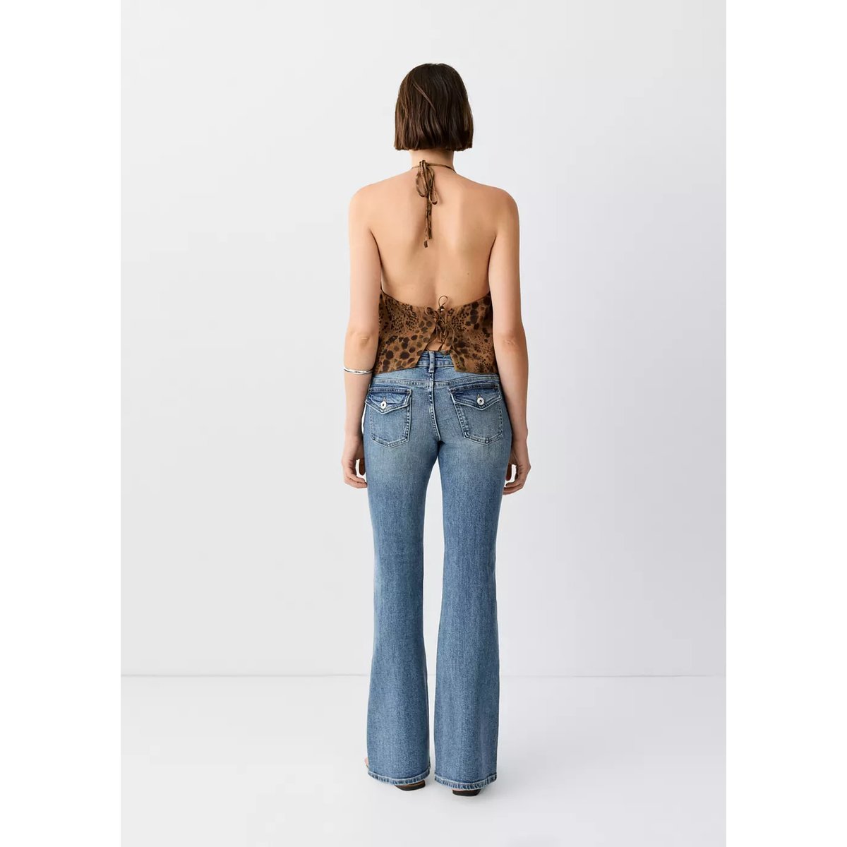Jean flare regular waist bleu moyen vintage, MANGO TEEN