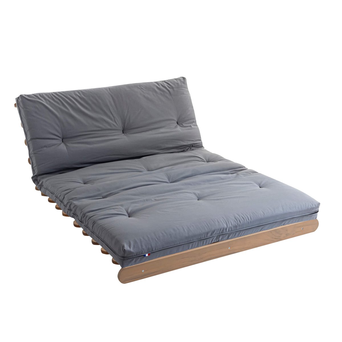 Futon coton + mousse mémoire anti-taches gris, TERRE DE NUIT