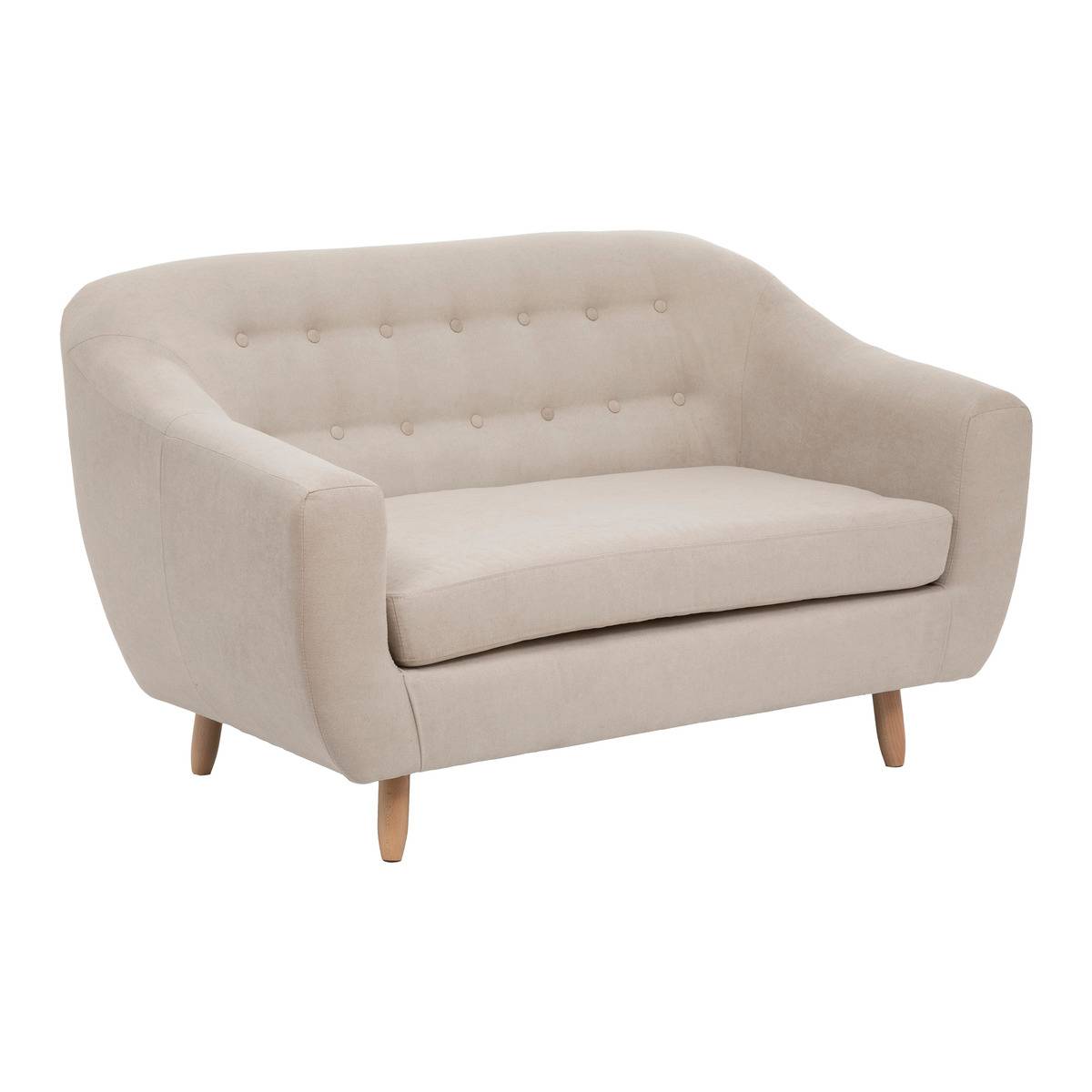 Canapé 2 places en tissu RETRO beige lin, ATMOSPHERA