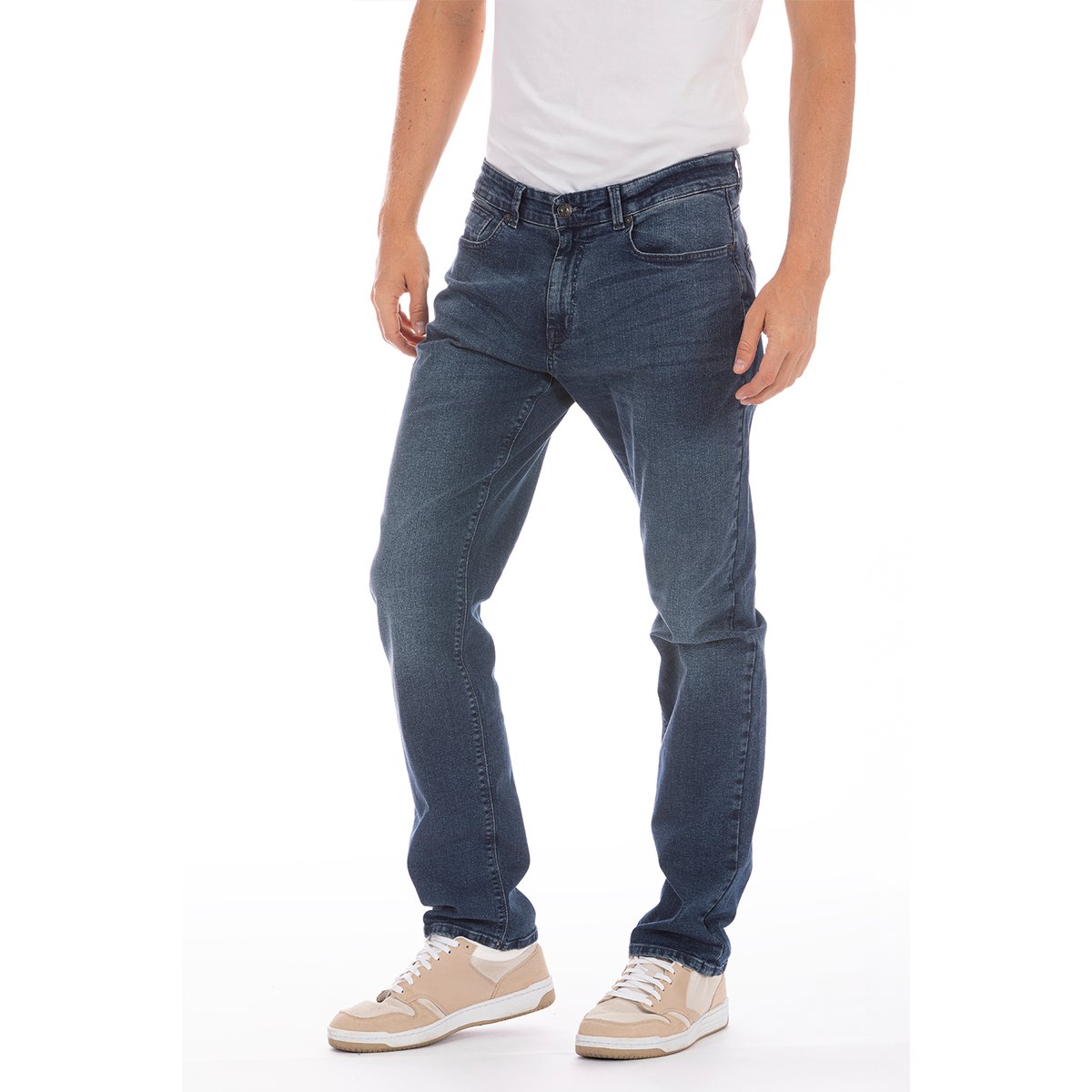 Jeans ARKON8 coupe droite stretch brossé, longueur 32 bleu, RICA LEWIS