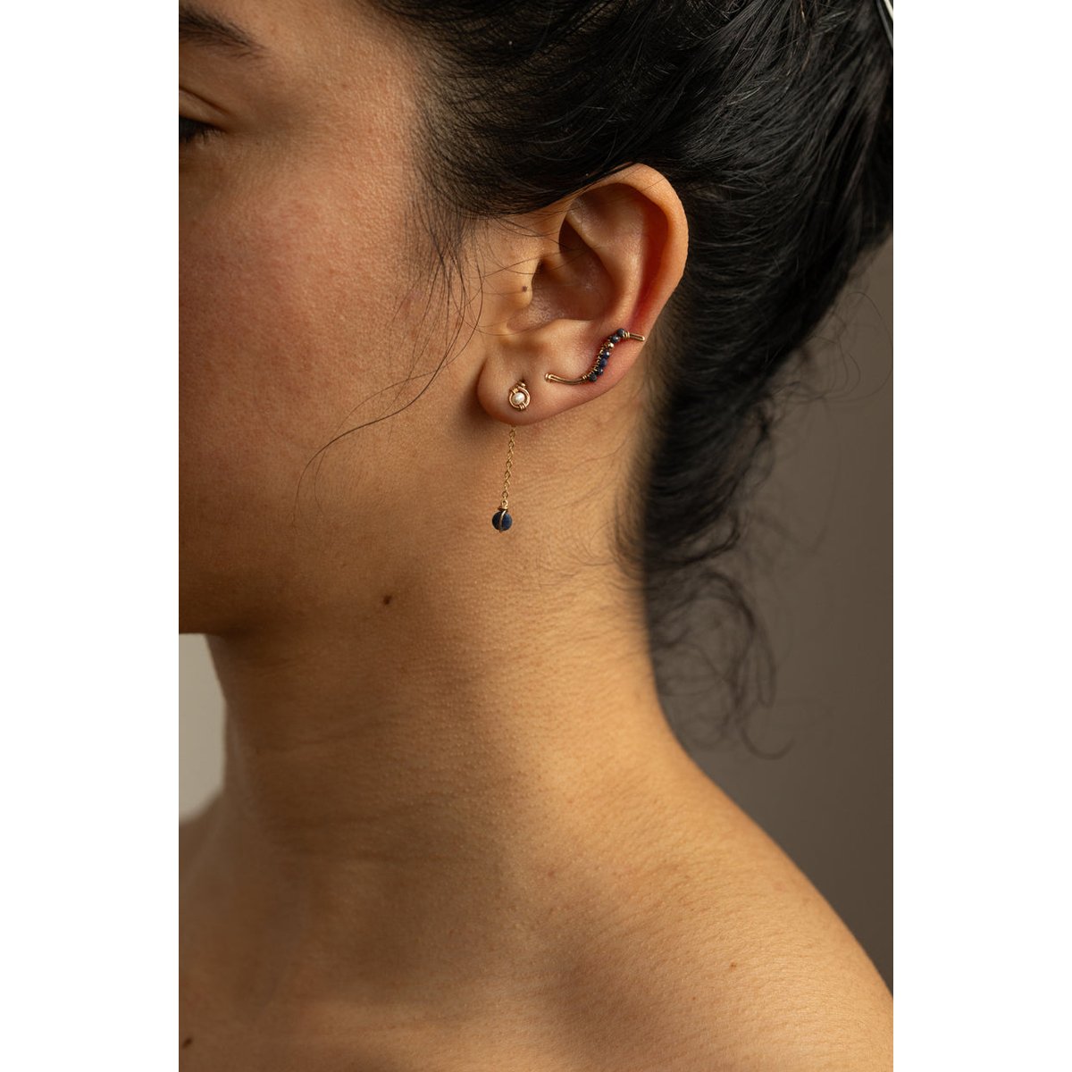 Puces Pina - Perle de culture argent / tanzanite, YAY PARIS