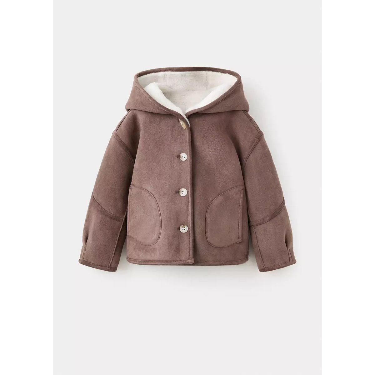 Manteau réversible effet mouton chocolat, MANGO BABY