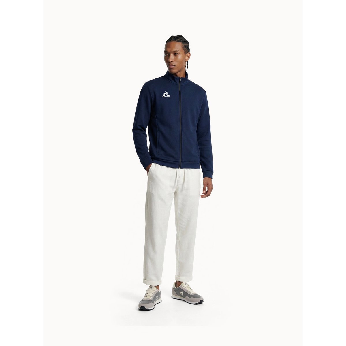 Veste zippée avec détails tricolores Teamsport blue, LE COQ SPORTIF