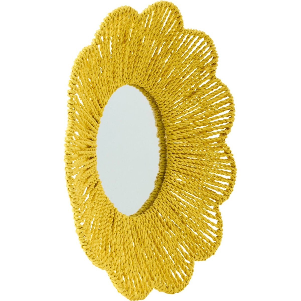 Miroir mural fleur en raphia tressé jaune, RECOLLECTION