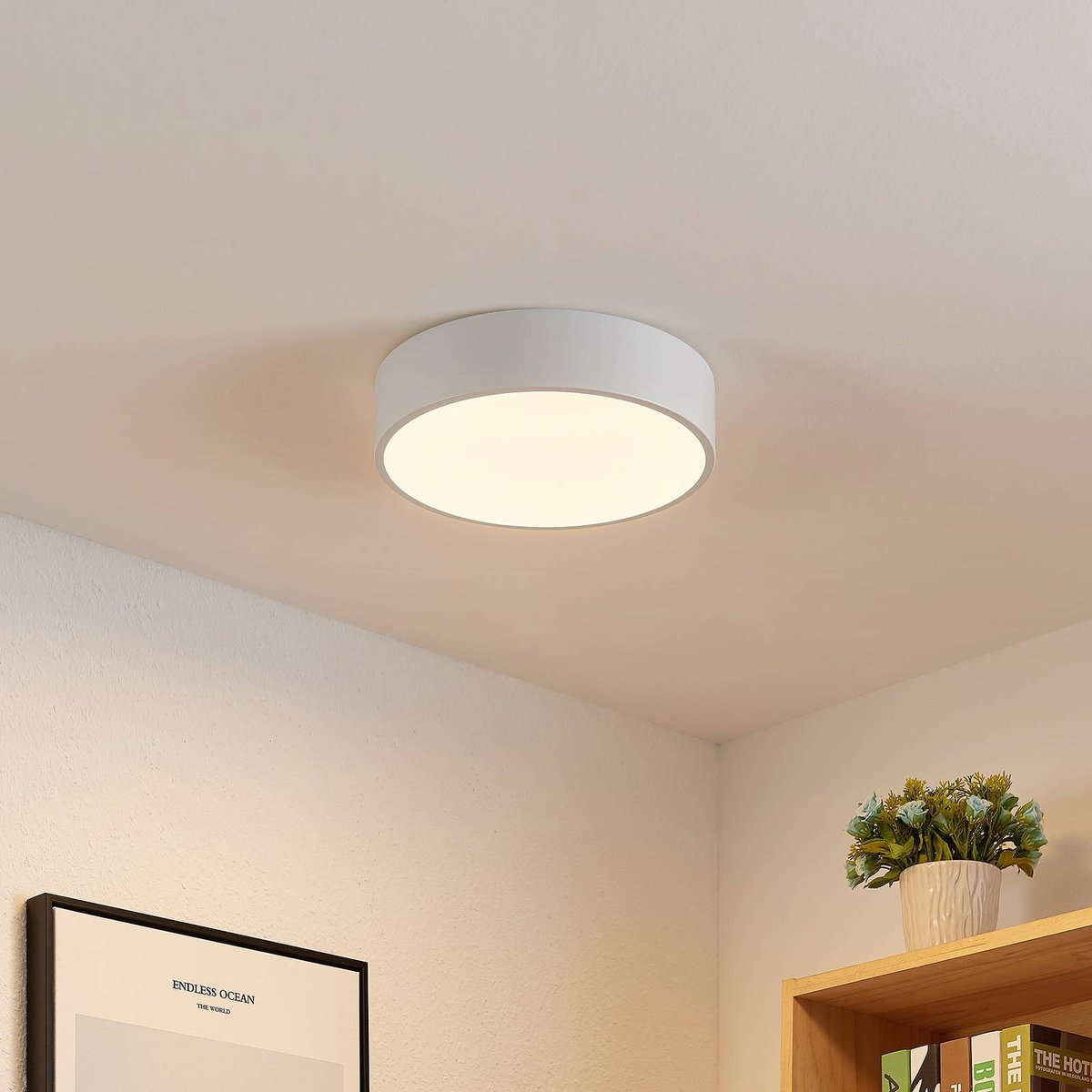 Plafonnier  moderneLED, Simera blanc, LINDBY