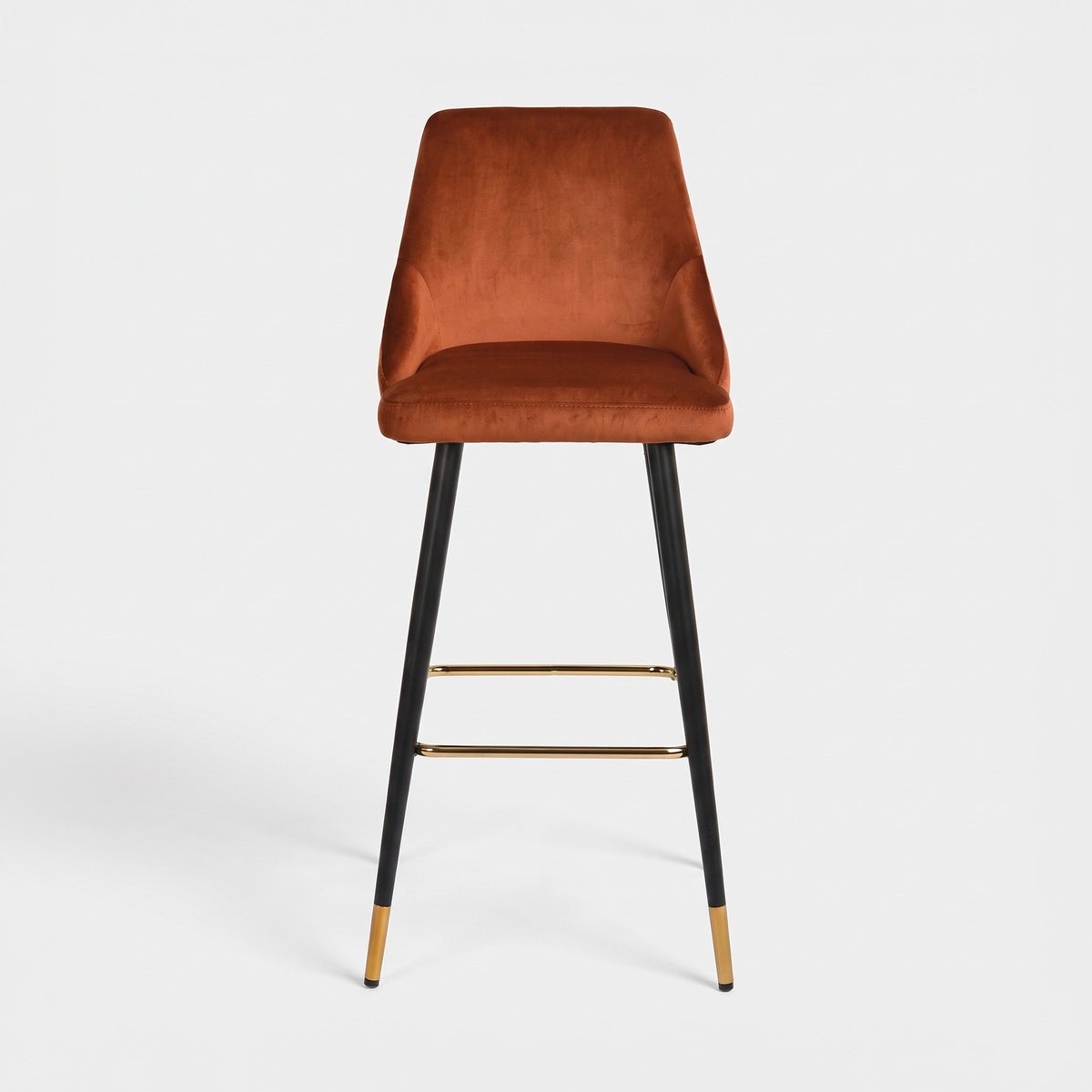 Lot de 2 chaises de bar 78 cm en velours, pieds en métal - ARISTOTE terracotta, MAISON PAVANE