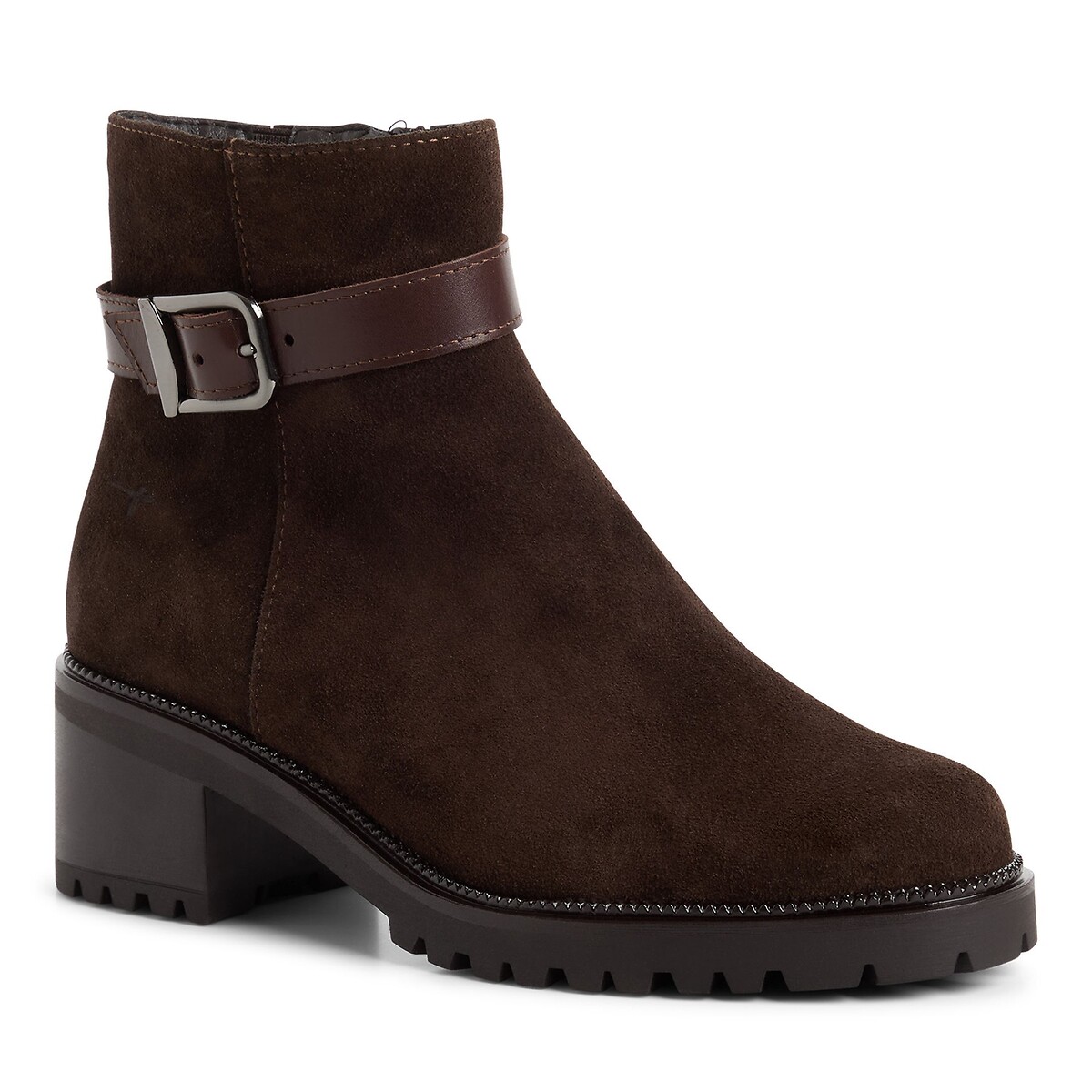 Stiefeletten aus Wildleder dunkelbraun, TAMARIS