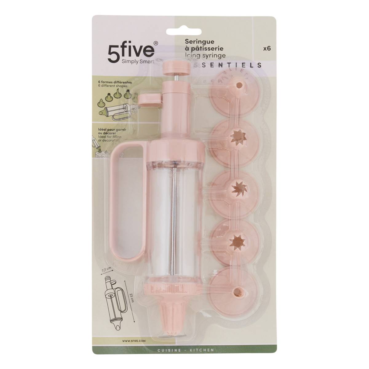 Seringue à pâtisserie Essentiels L.23cm 110 ml avec 6 douilles modéle a, 5FIVE SIMPLY SMART