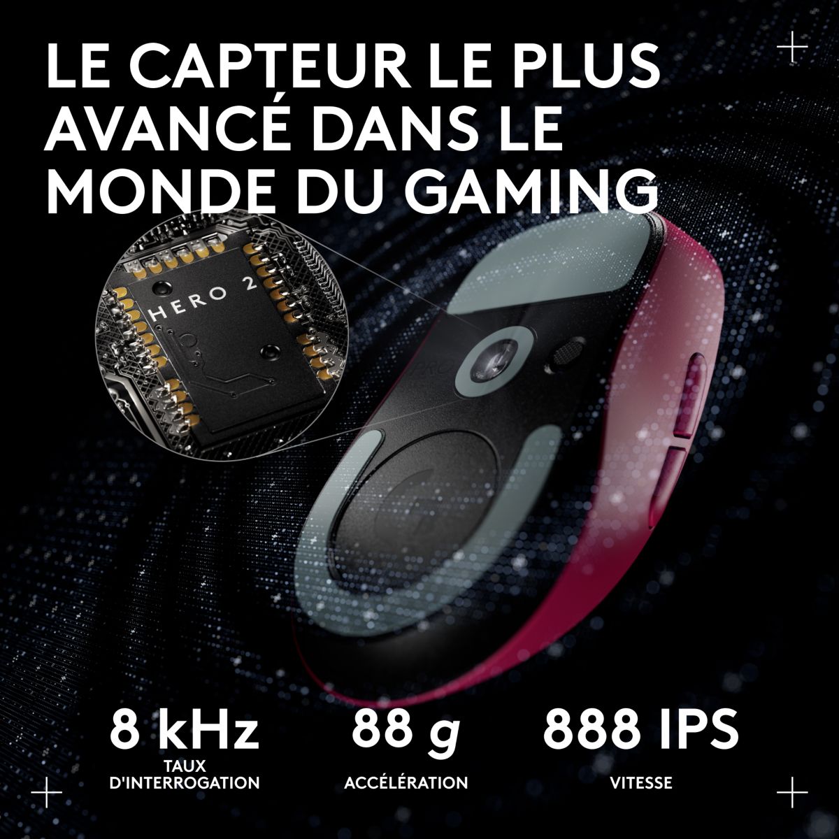 Souris Gamer Sans Fil Pro X superlight 2 compact Magenta couleur unique, LOGITECH