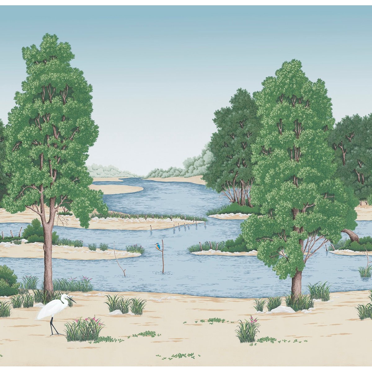 Papier peint panoramique "Loire sauvage" - Lé Papiers de Ninon vert, LE PAPIERS DE NINON
