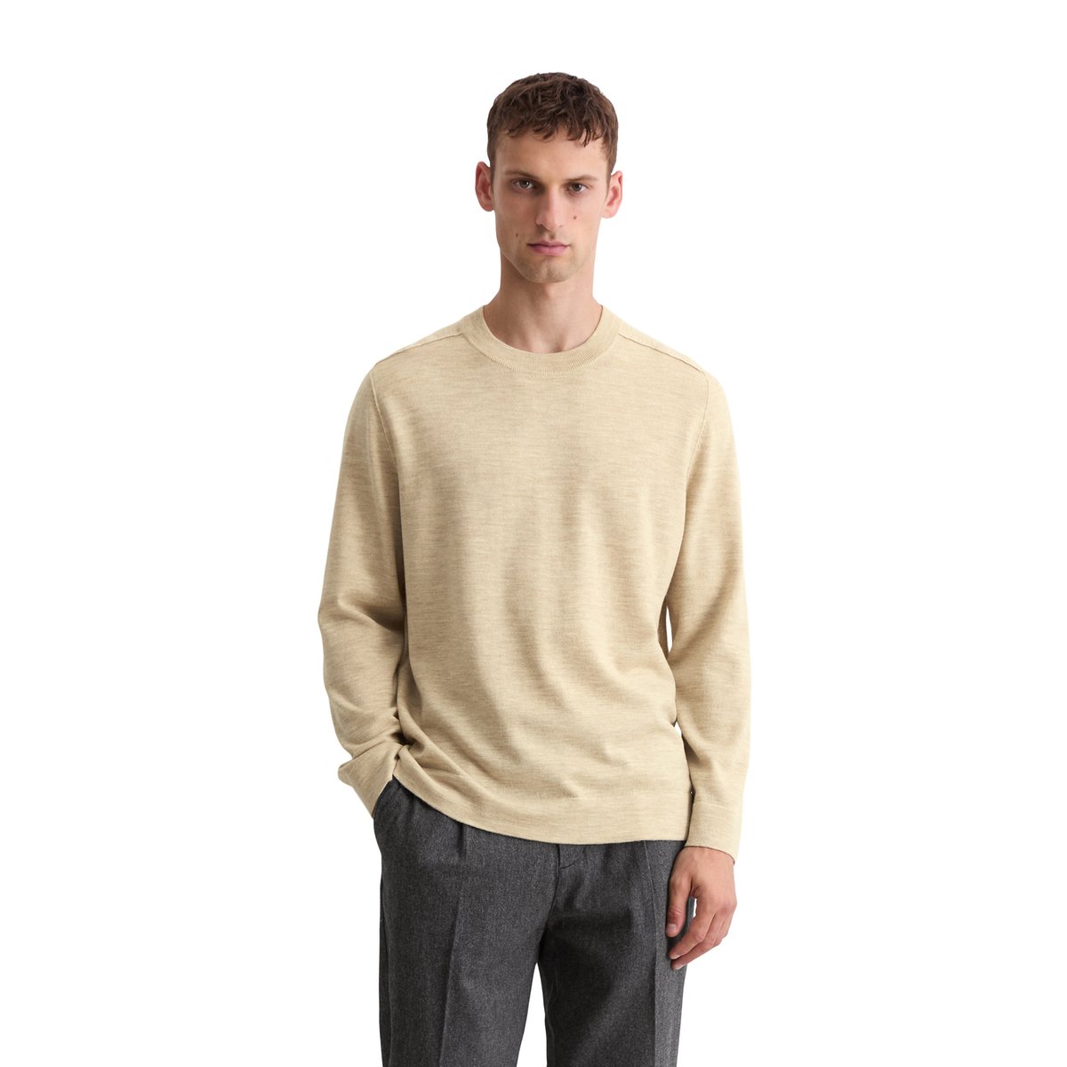 Pull-over regular en laine mérinos douce creme, MARC O'POLO