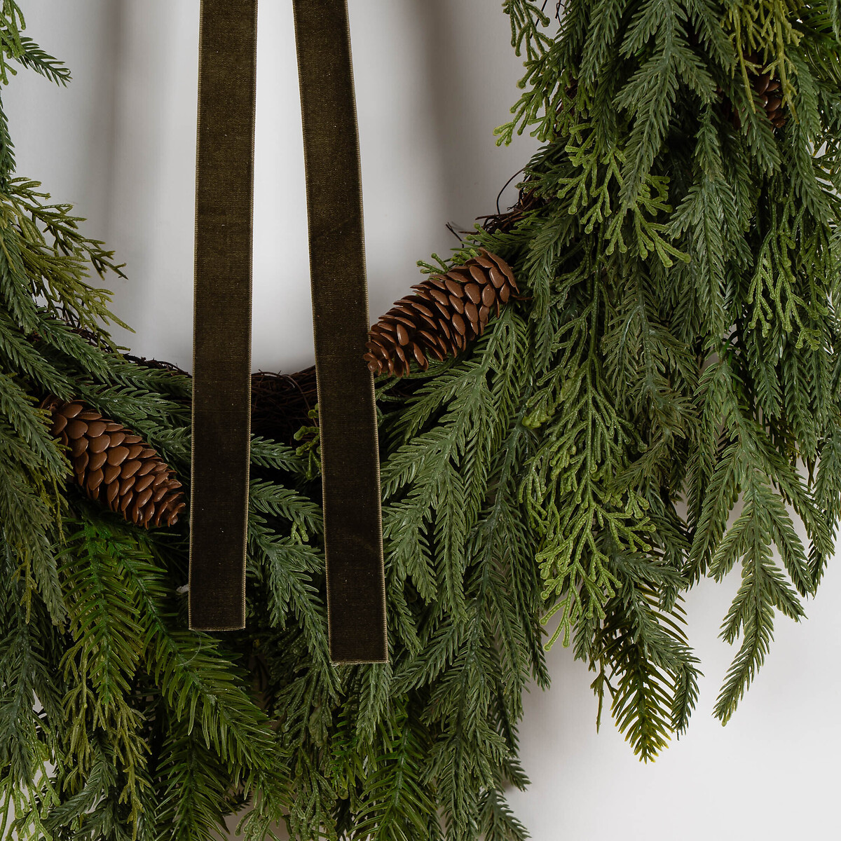 60cm Real Touch Foliage Heart Wreath with Green Velvet Bow green, SO'HOME