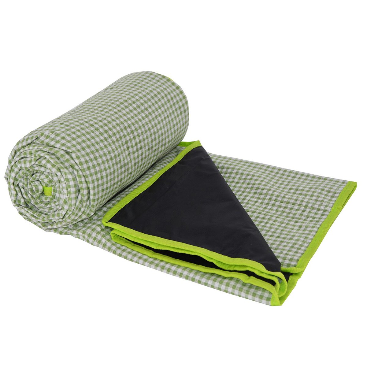 Nappe pique-nique à revers imperméable vichy vert pomme, LES JARDINS DE LA COMTESSE