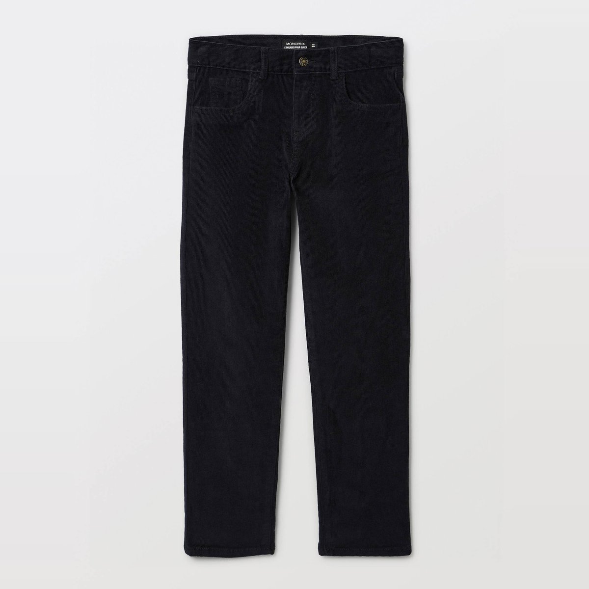 Pantalon slim en velours en coton noir, MONOPRIX