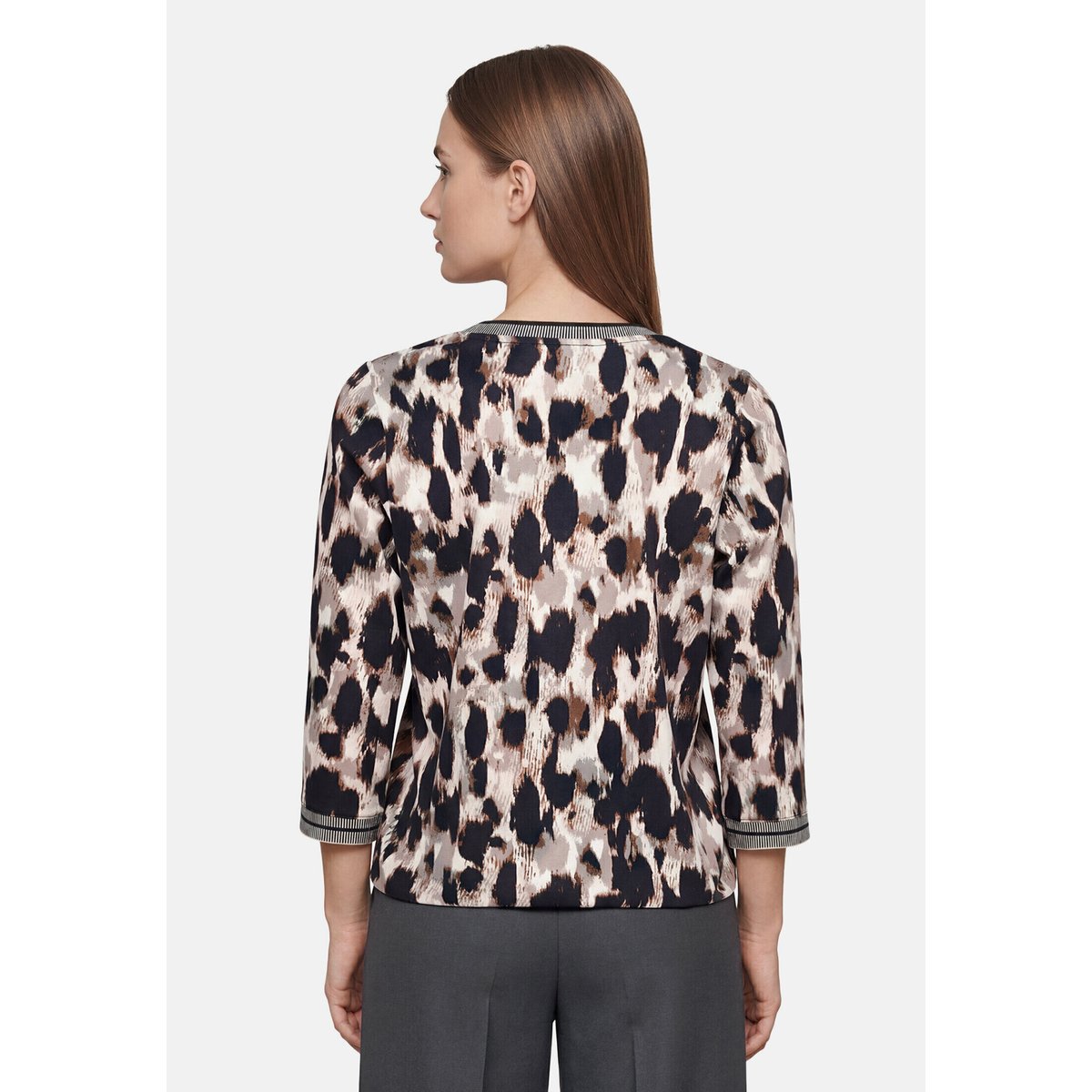 T-shirt façon blouse à imprimé beige/noir, BETTY BARCLAY
