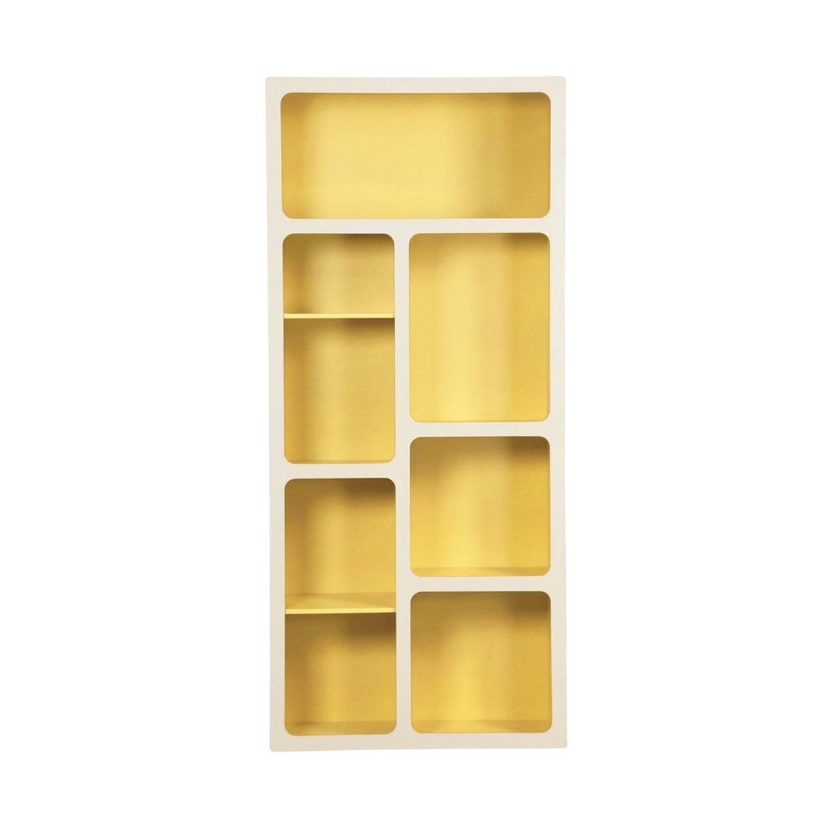 Etagère bibliothèque organique décor bois bicolore 8 compartiments  AGATHA bleu canard, SWEEEK