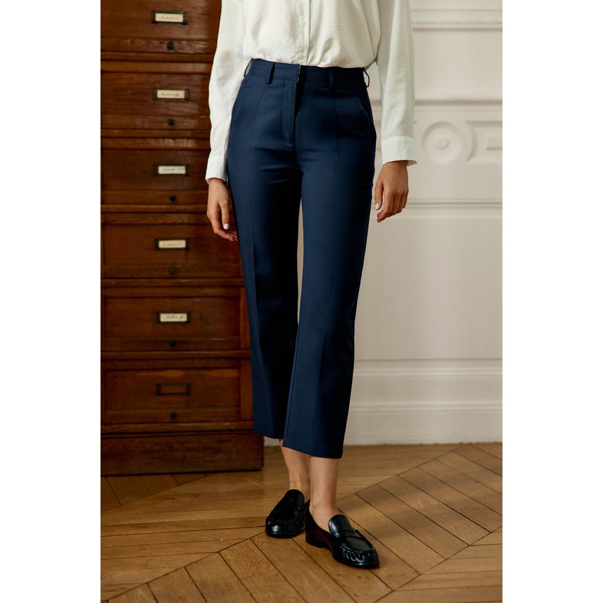 Pantalon cigarette uni PARFAIT 25-marine, LA PETITE ETOILE