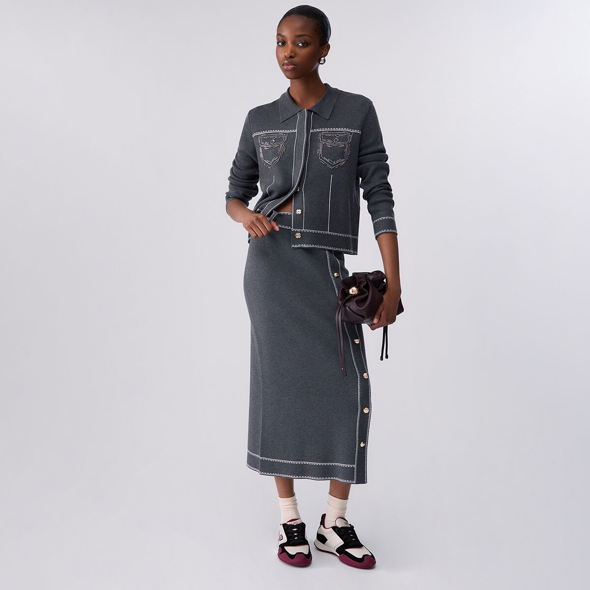 Veste en maille avec perles gris, LIU JO