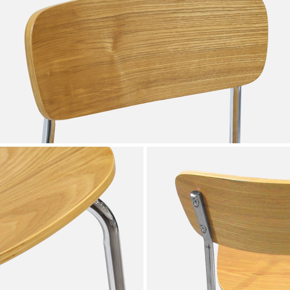 Tabouret de bar vintage métal et contreplaqué 66cm (lot de 2) TOBY beige, SWEEEK