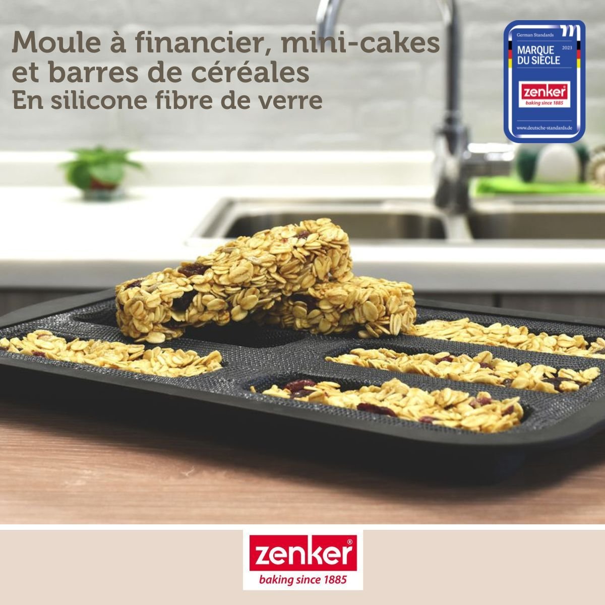 Set à pâtisserie 1 moule à financiers fibre de verre, 2 bols noir|gris, ZENKER