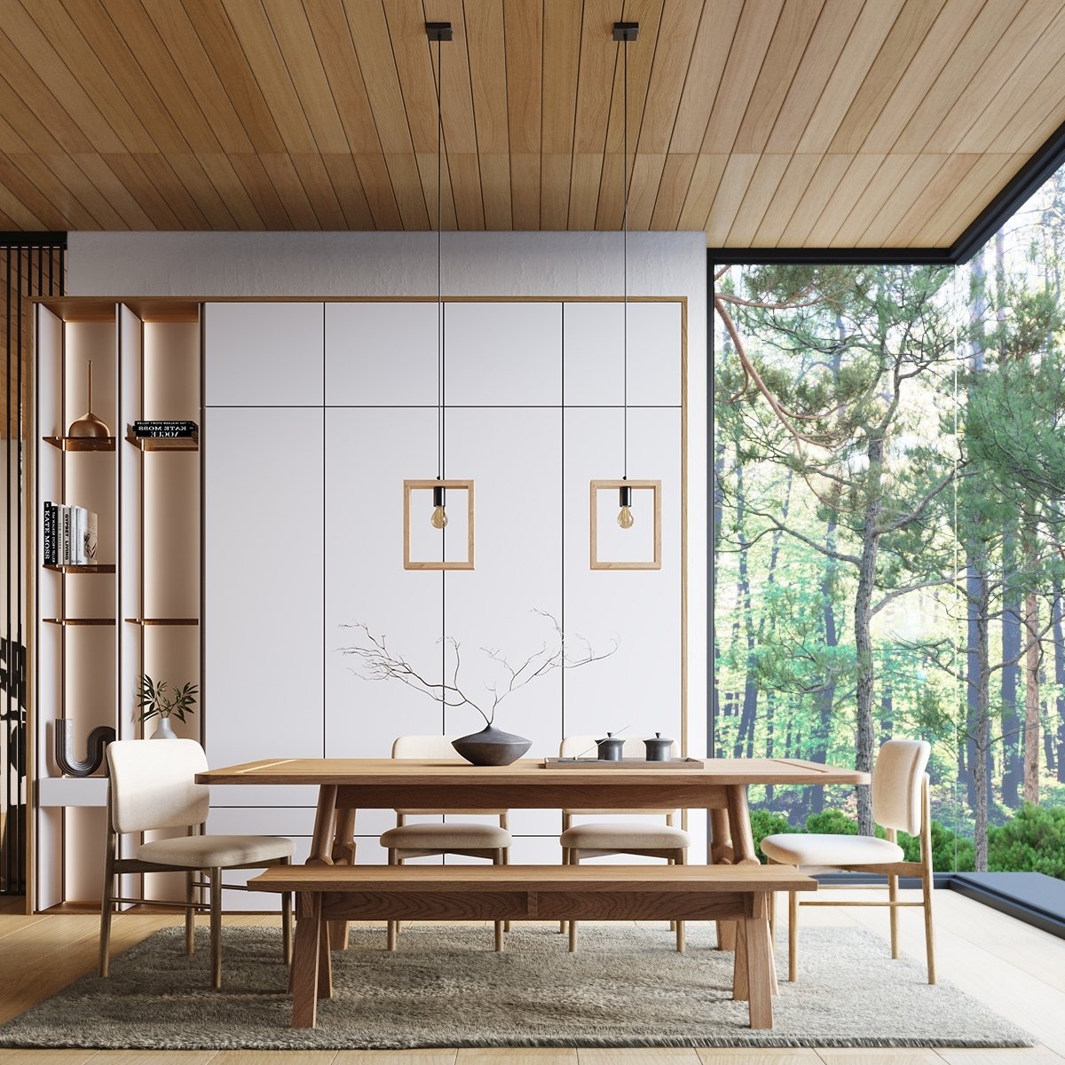 Suspension Acier Bois Naturel E27 1 Aries marron, EDEN