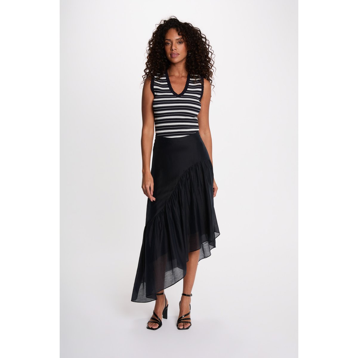 Pull sans manches col v bleu marine, MORGAN