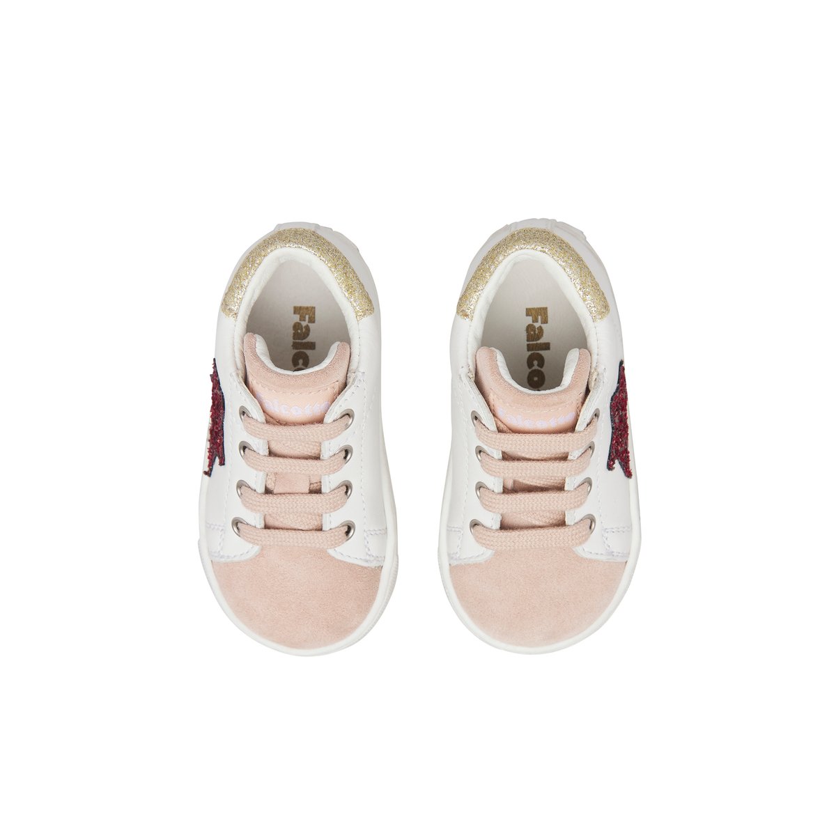 Sneakers en cuir et velours SASHA blanc-rose-, FALCOTTO