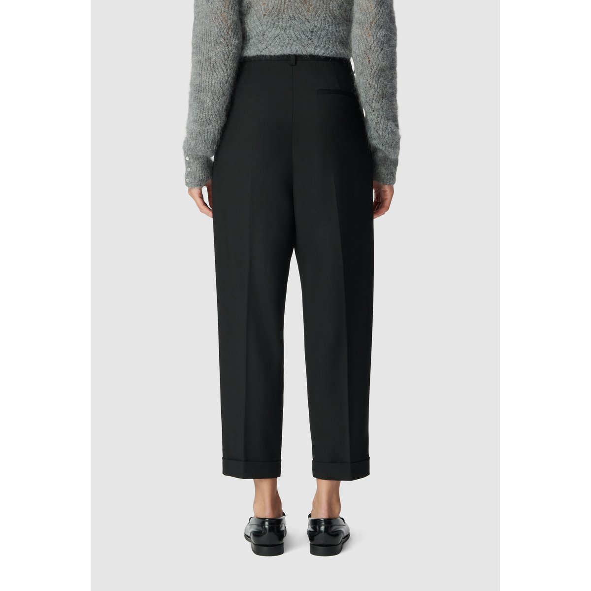 Pantalon à revers cropped noir, IKKS