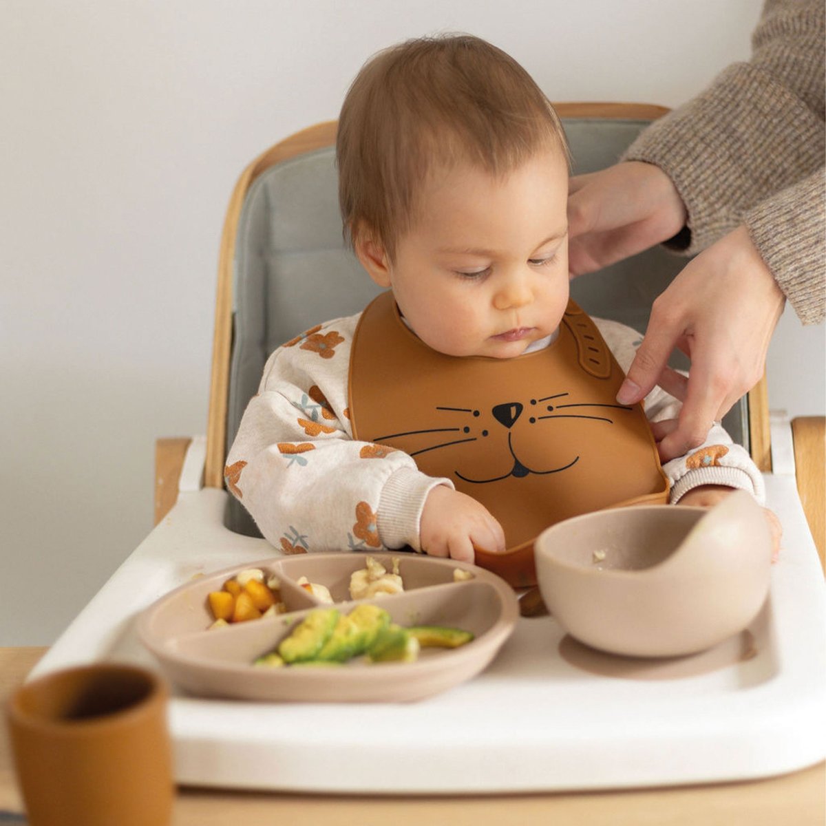 Coffret repas en silicone marron, TROIS KILOS SEPT