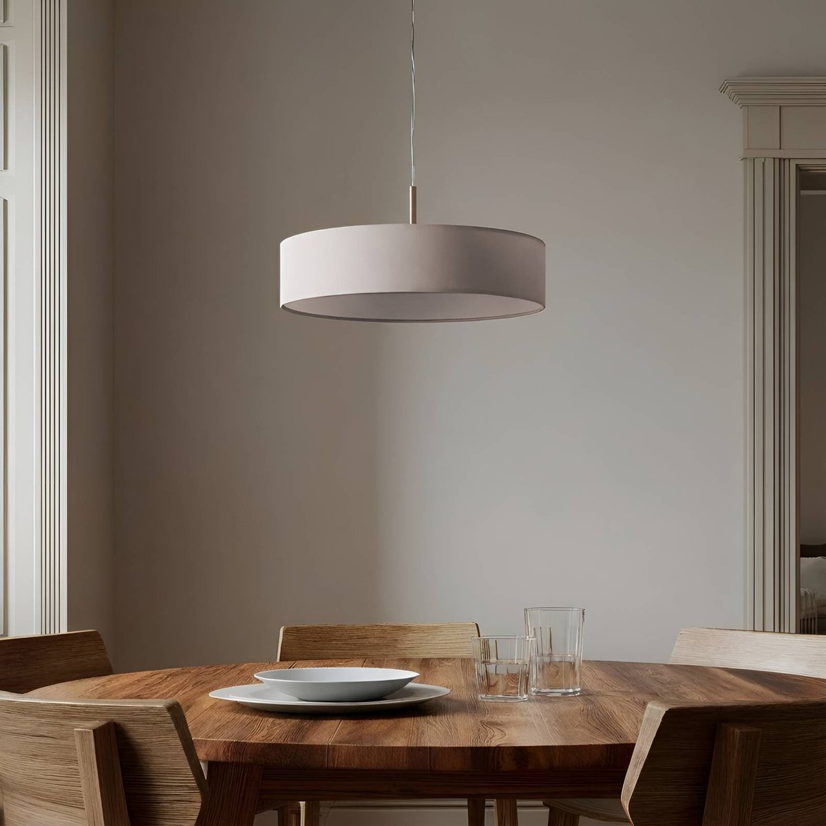 Suspension en textile moderne, Sebatin blanc, nickel mat, LINDBY