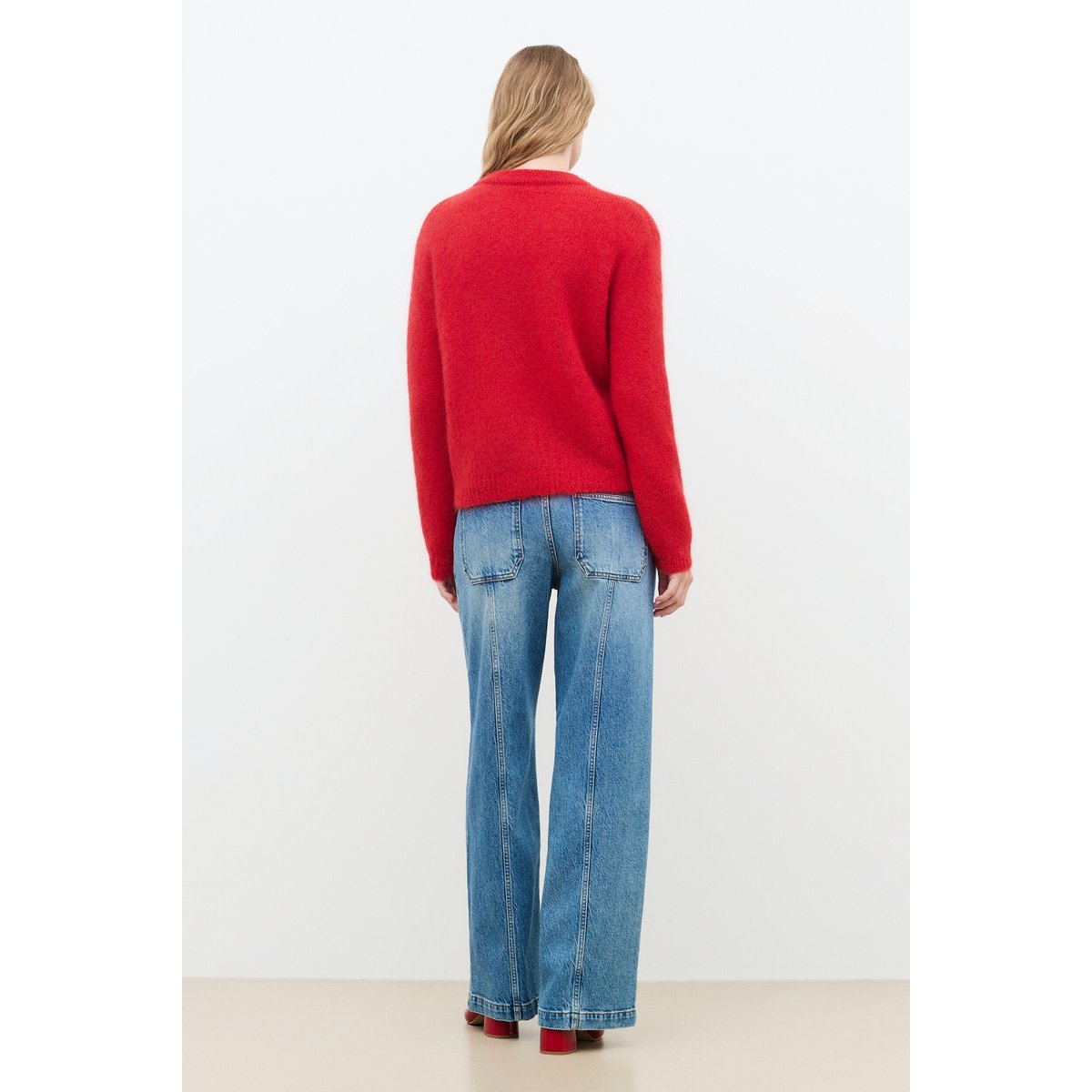 Pull droit col rond laine MCRISTIE rouge, CAROLL