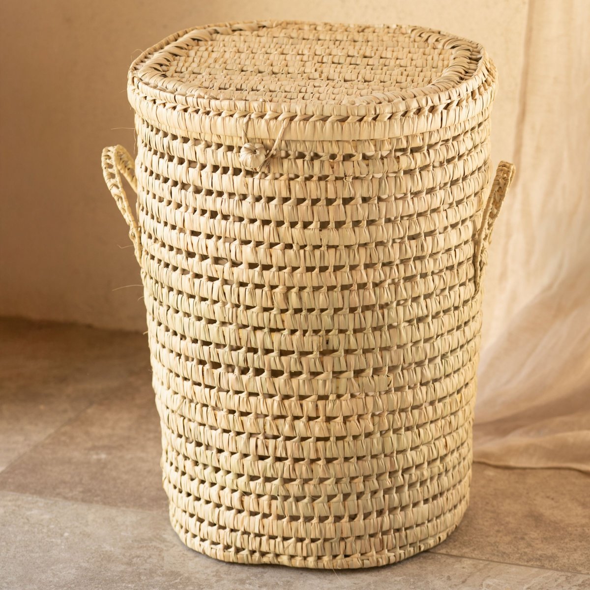 Panière à linge ronde palmier -  LOJI naturel, HOME MAISON