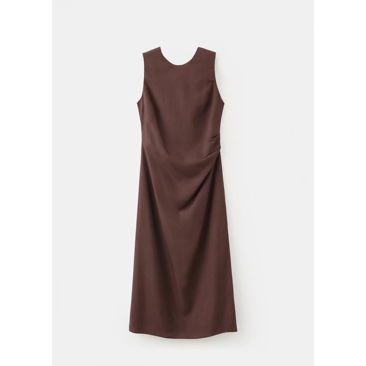Robe froncée sur le côté avec nœud marron, MANGO