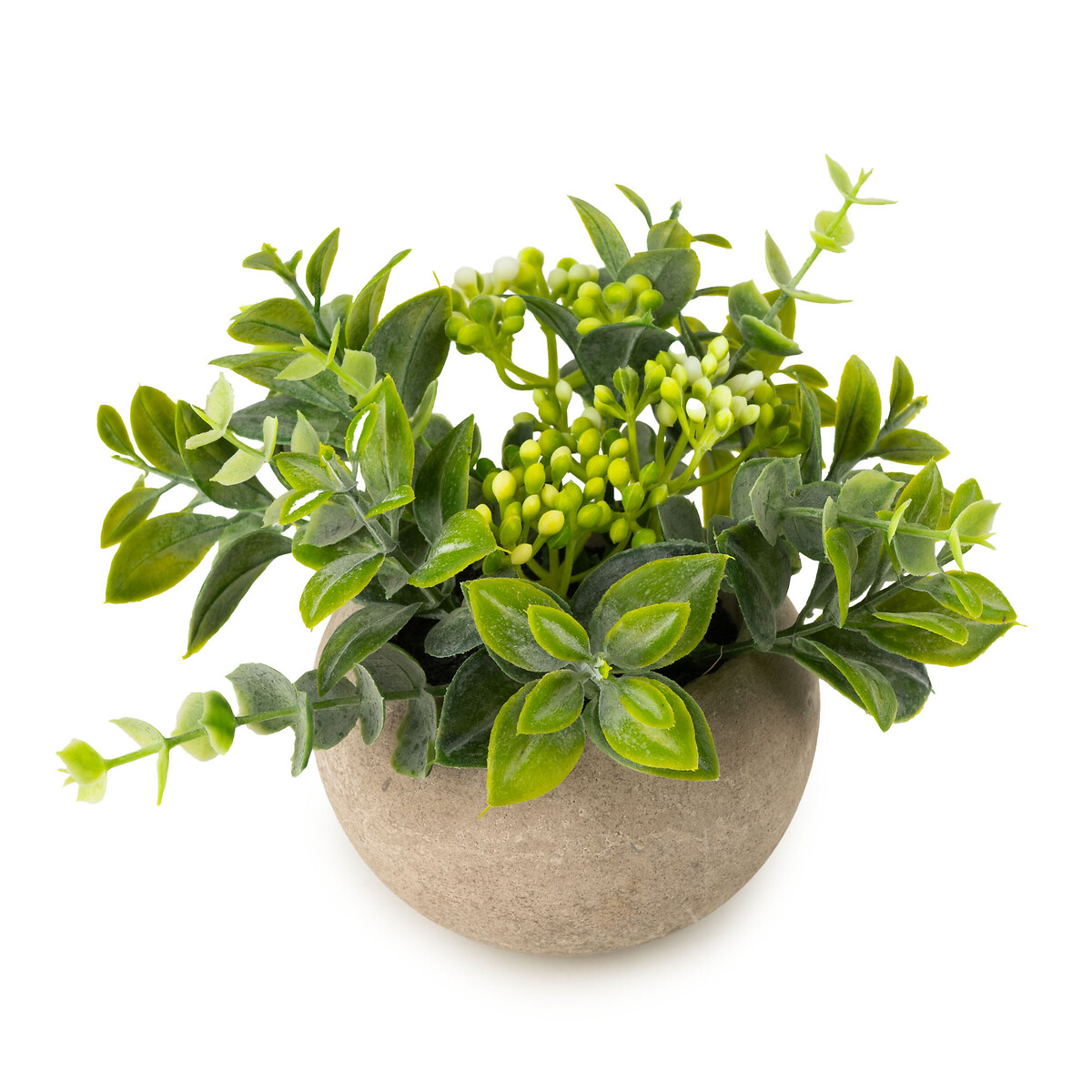 12cm Artificial Herb Plant in Paper-Maché Style Vase green, SO'HOME